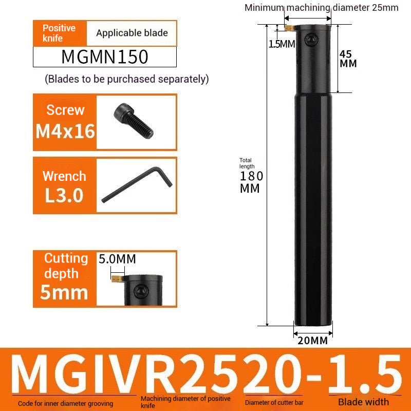 1024-CNC toolholder internal groove cutter MGIVR2016-2 internal groove toolholder lathe cut-off tool CNC lathe tool cutting tools Shandong Denso Pricision Tools Co.,Ltd.